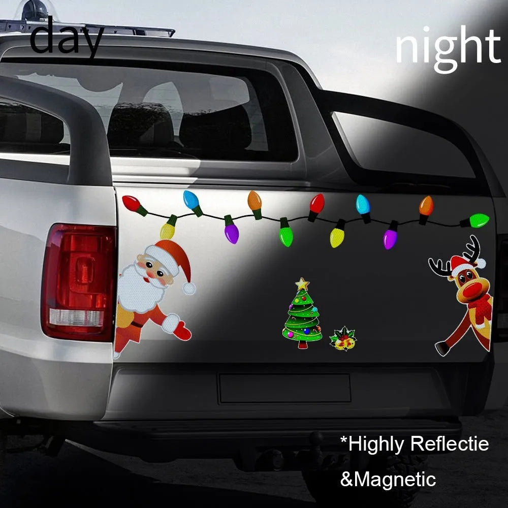 Medium Christmas elk reflective magnetic car decoration sticker in RFM025 colour with six threads