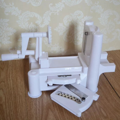Hand-rotating Push-type Vegetable Cutter with multiple blades for slicing and shredding