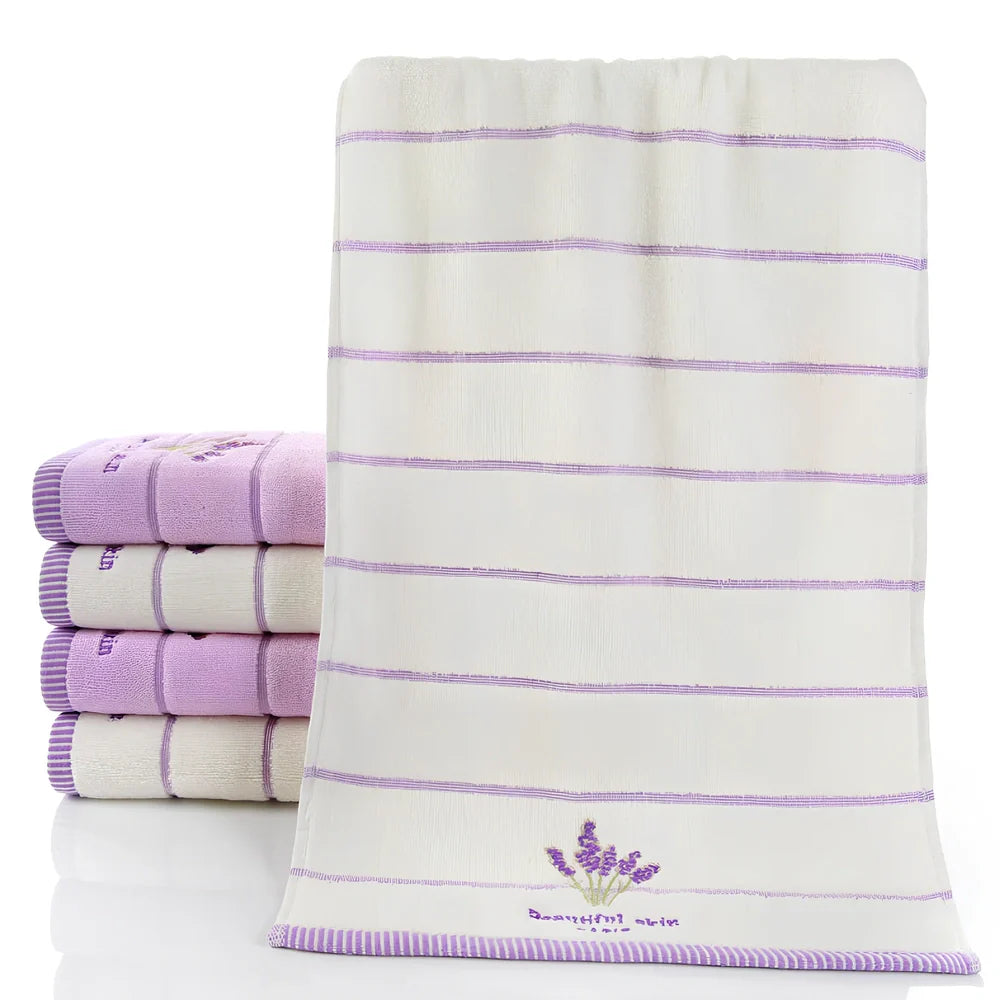 Pure cotton embroidered face towel with detailed 32-strand patterns measuring 34x74cm