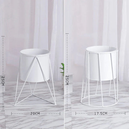 Nordic INS Simple Iron Flower Stand with detachable pot in white and black options