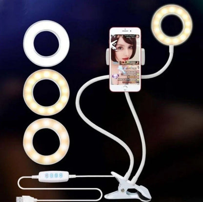 Adjustable LED Selfie Ring Light with Flexible Stand for Flawless Makeup Videos and Photos