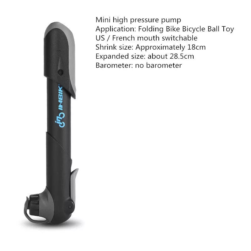 Compact bicycle mini pump with aluminum alloy construction and mounting accessories