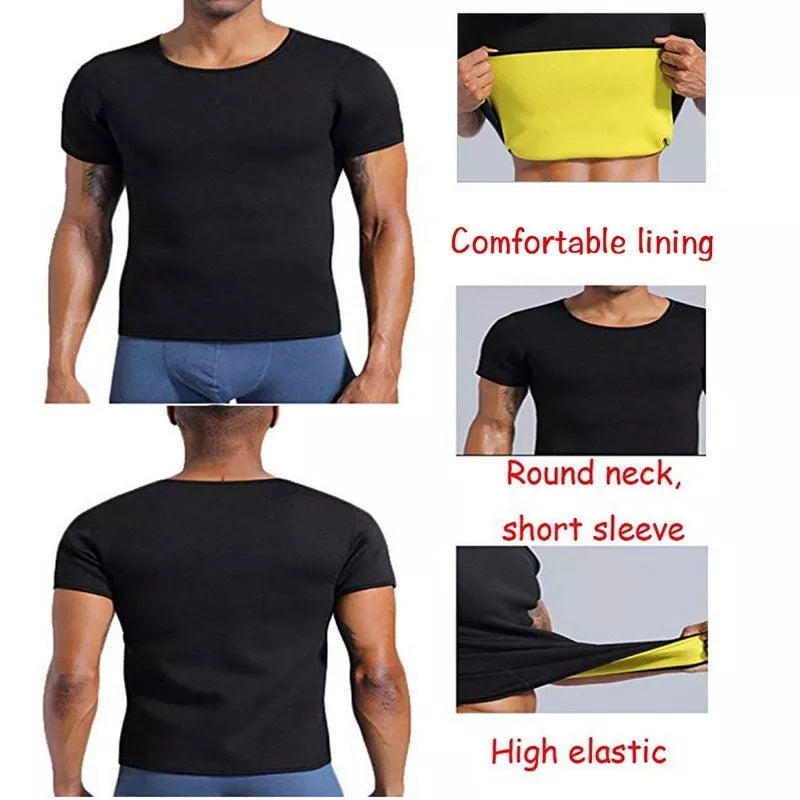 Men's black neoprene slimming shaper underwear for enhanced workout sweat and waist slimming