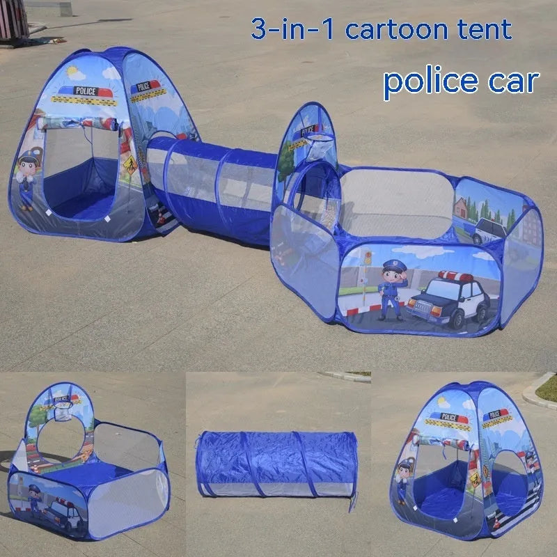 Underwater World children's three-in-one play tent with ball pool and tunnel in cartoon marine design