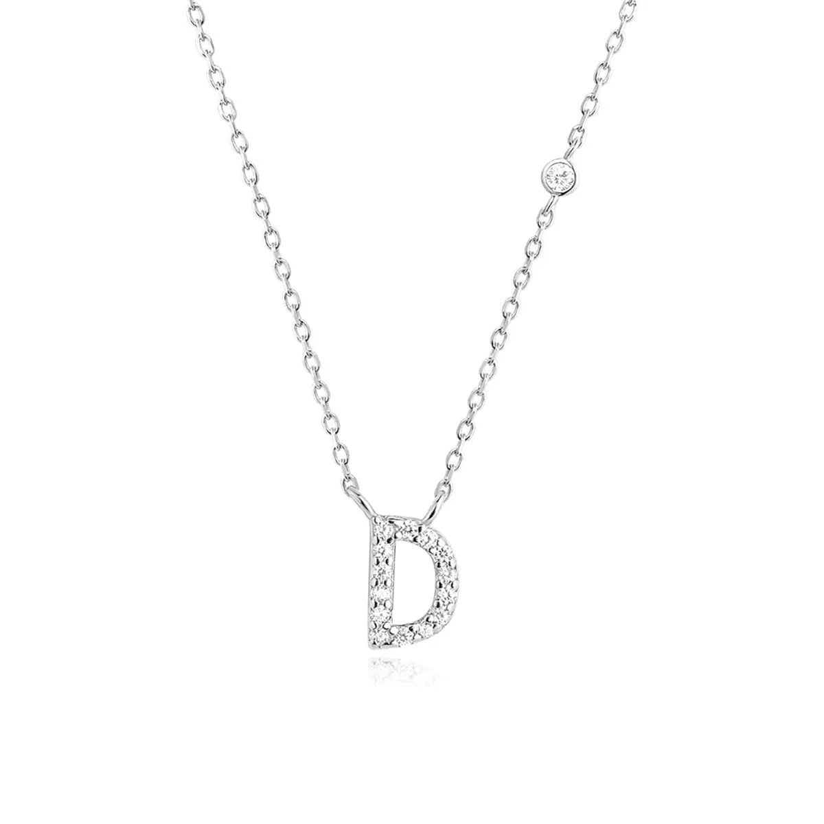 Custom Initial Necklace with sparkling CZ pendant, available in gold or silver finish