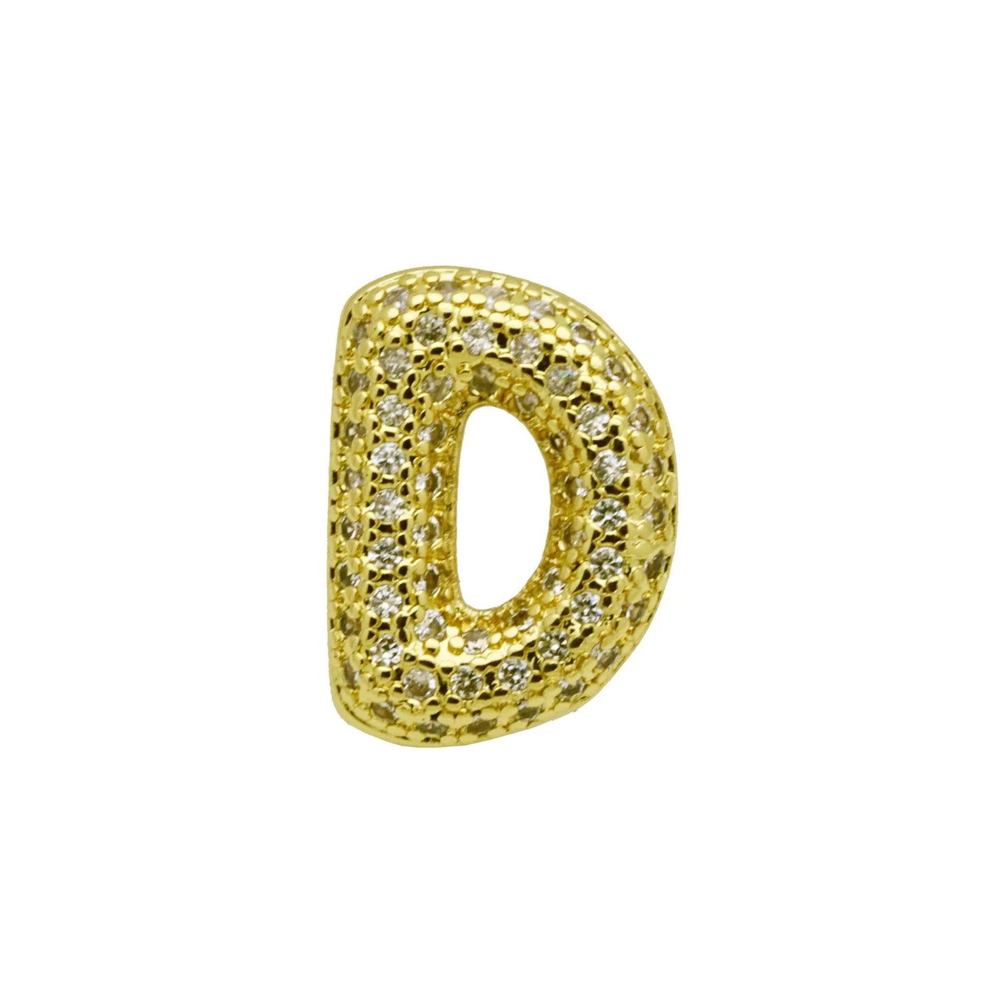 Retro style copper bracelet with English letter charm featuring micro inlaid zirconium stones in gold plating