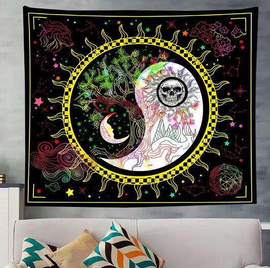Digital printing wall tapestry in brushed finish showing colour option SM-XY327 at 150x130cm dimensions