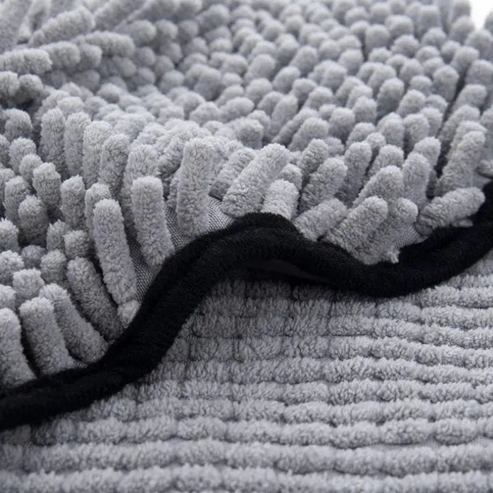 Blue pet bath robe towel with absorbent fibre for drying dogs and cats after washing
