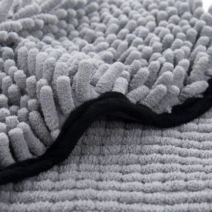 Blue pet bath robe towel with absorbent fibre for drying dogs and cats after washing