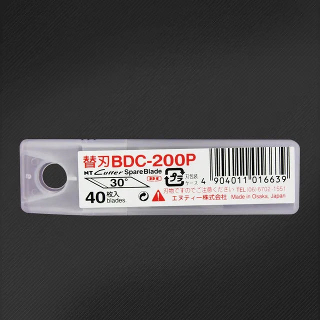 NT Cutter replacement blades set showing BDC-200P 30-degree and BDA-200P 45-degree blade packs