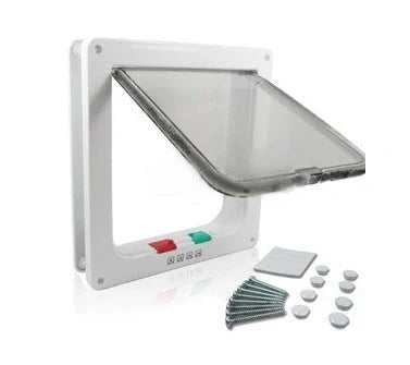 4-Way Lockable Pet Door Security Flap with ABS Plastic Construction in various colors and sizes