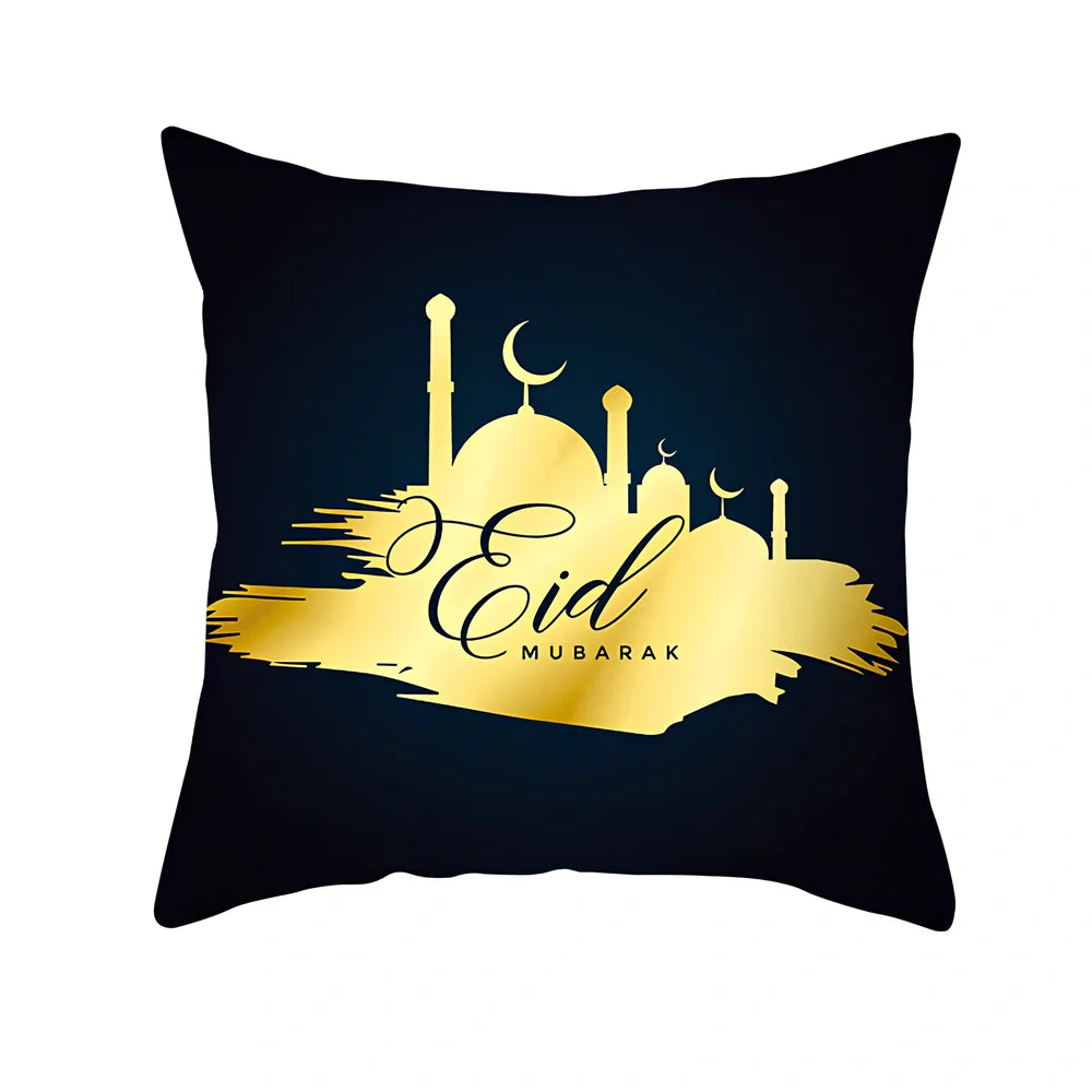 Single-sided digital printed peach skin pillowcase measuring 44cm for Ramadan Eid decor