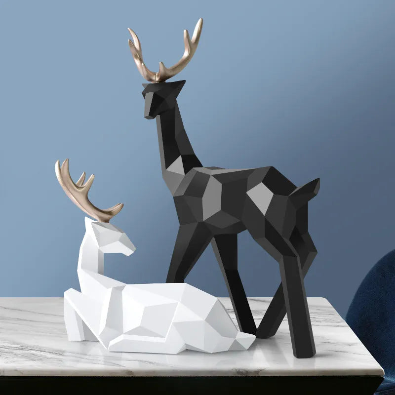 Modern resin deer sculpture decoration in simple contemporary style with animal figurine design