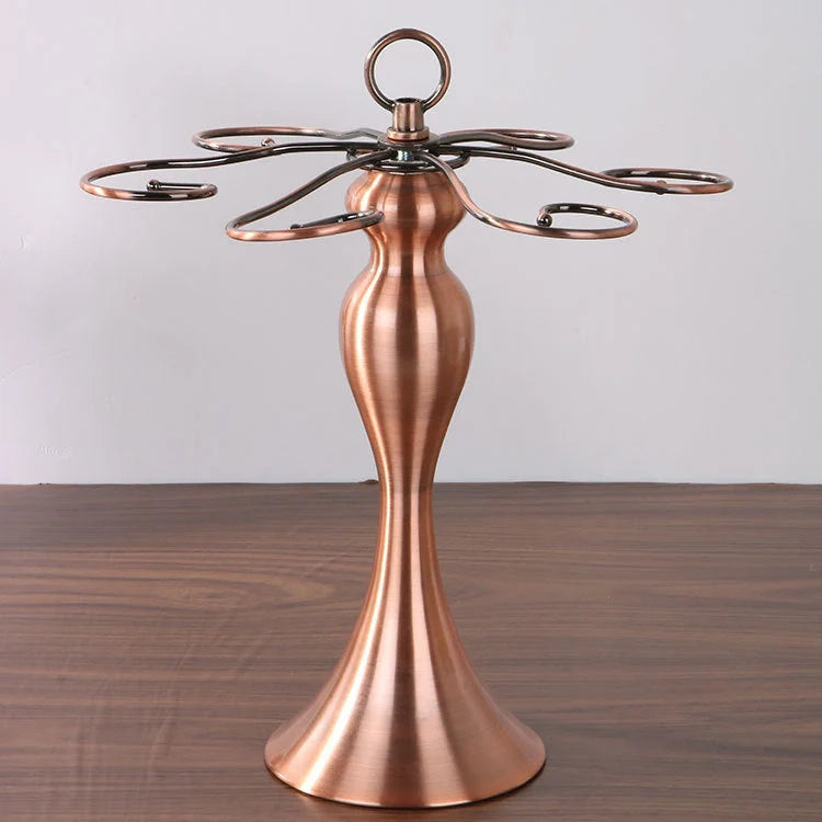 Bronze metal wine glass rack for upside down storage, dimensions 32x26x26CM