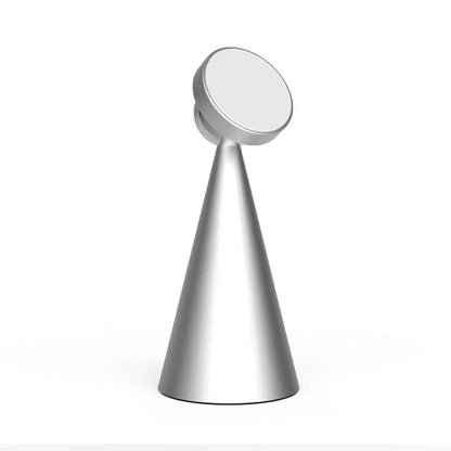 Magnetic phone stand for iPhone 12 and up, made of sleek aluminum alloy with 360-degree rotation for hands-free charging and viewing