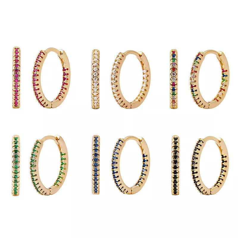 Circle Female Earrings Ear Clip Multicolor Zircon Elegant in various colors