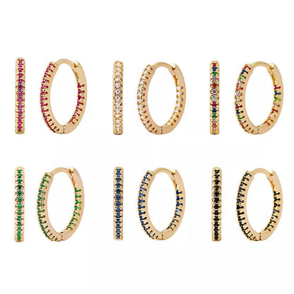 Circle Female Earrings Ear Clip Multicolor Zircon Elegant in various colors