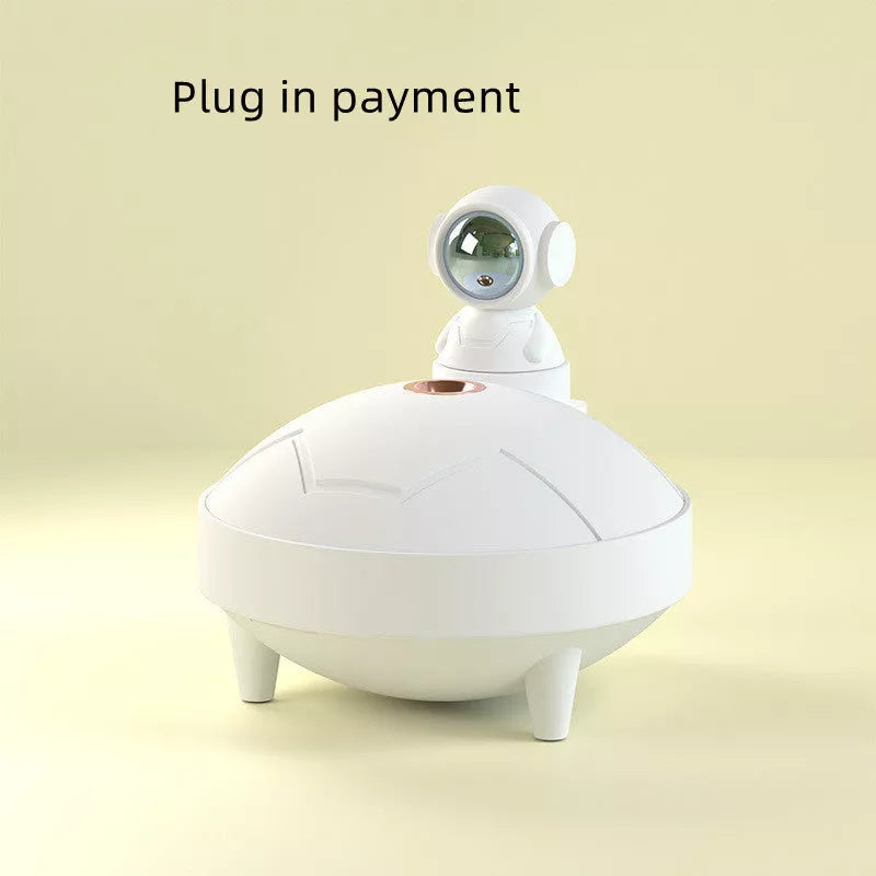 Astronaut Sunset Lamp Humidifier with 360-degree rotation and USB charging in white, pink, or light green