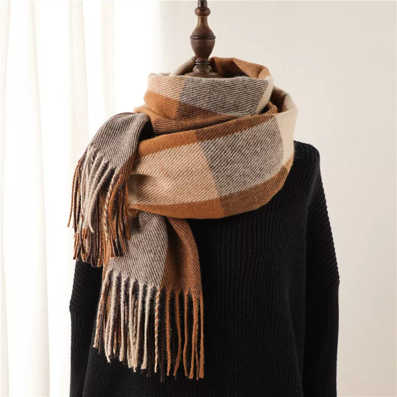 Thick Warm Outer Shawl Scarf in various colors with tassel detailing