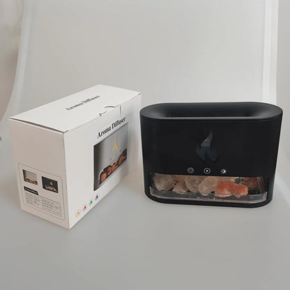 Crystal black Himalayan salt lamp with ultrasonic diffuser measuring 191mm height