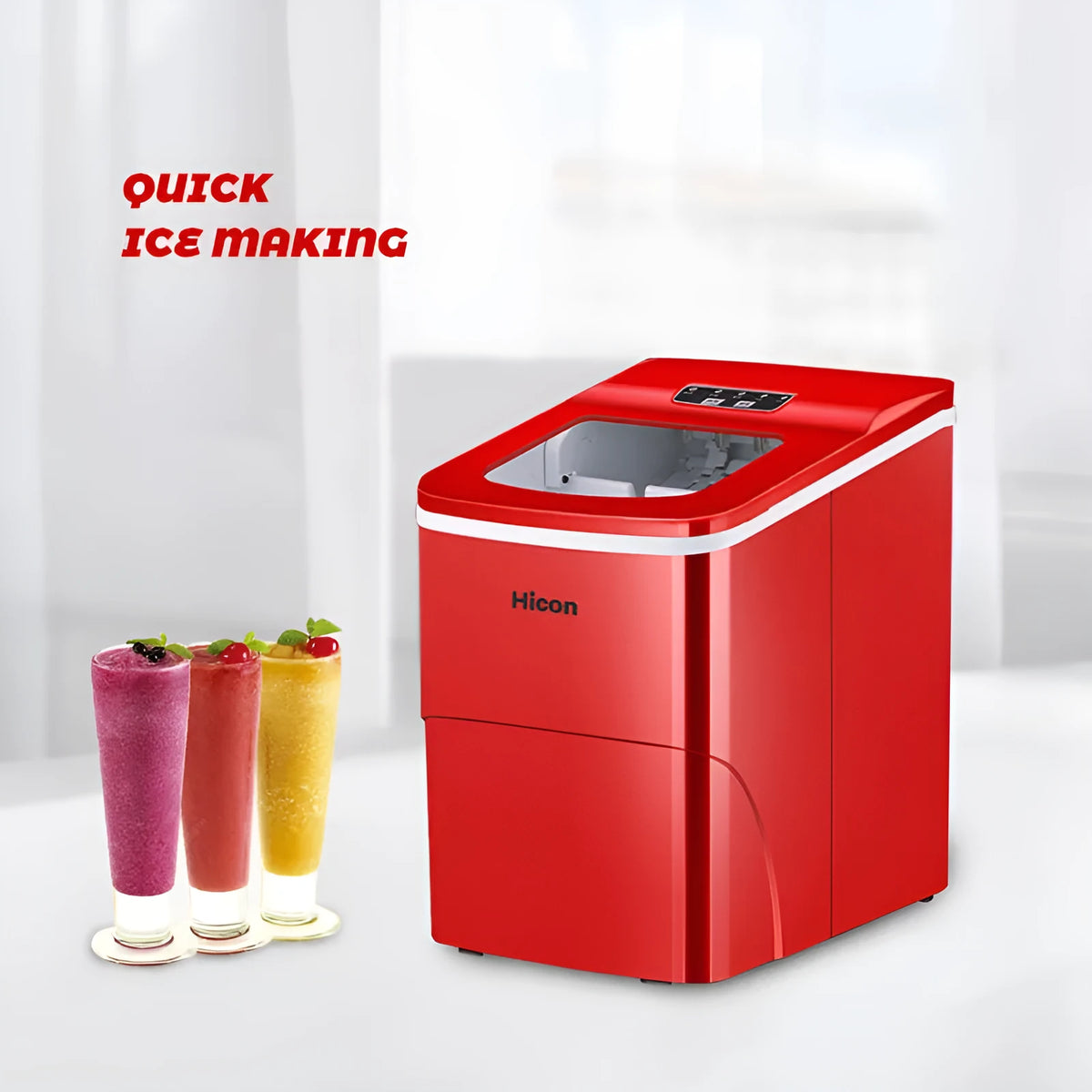 Red or black 15KG smart WiFi round ice cube maker for household and dormitory use