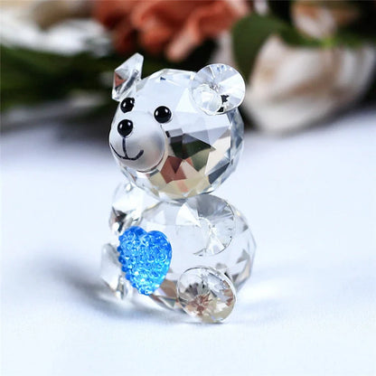 Handcrafted white crystal bear figurine with detailed carving and K9 purity