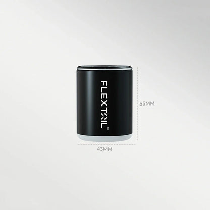 White portable USB camping inflator with 1300mAh battery, 4kPa inflation, 11x10x5cm size