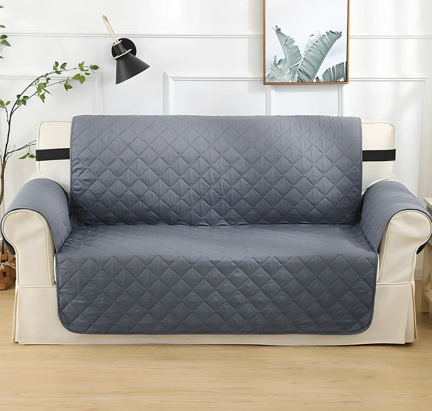 Lake blue pet waterproof compartment sofa cushion 190x228cm in polyester protecting against spills