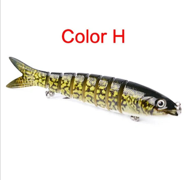 Premium multi-jointed pike fishing lures designed for enhanced trolling and casting, available in 12 vibrant colors.