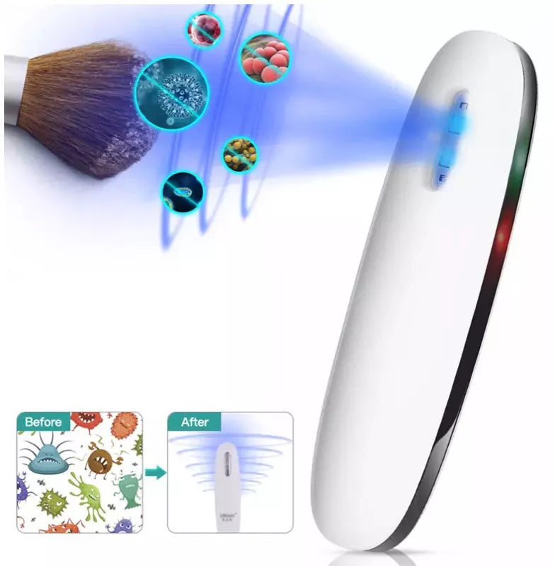 Compact UV disinfection lamp with USB cable, perfect for sterilizing small items on the go