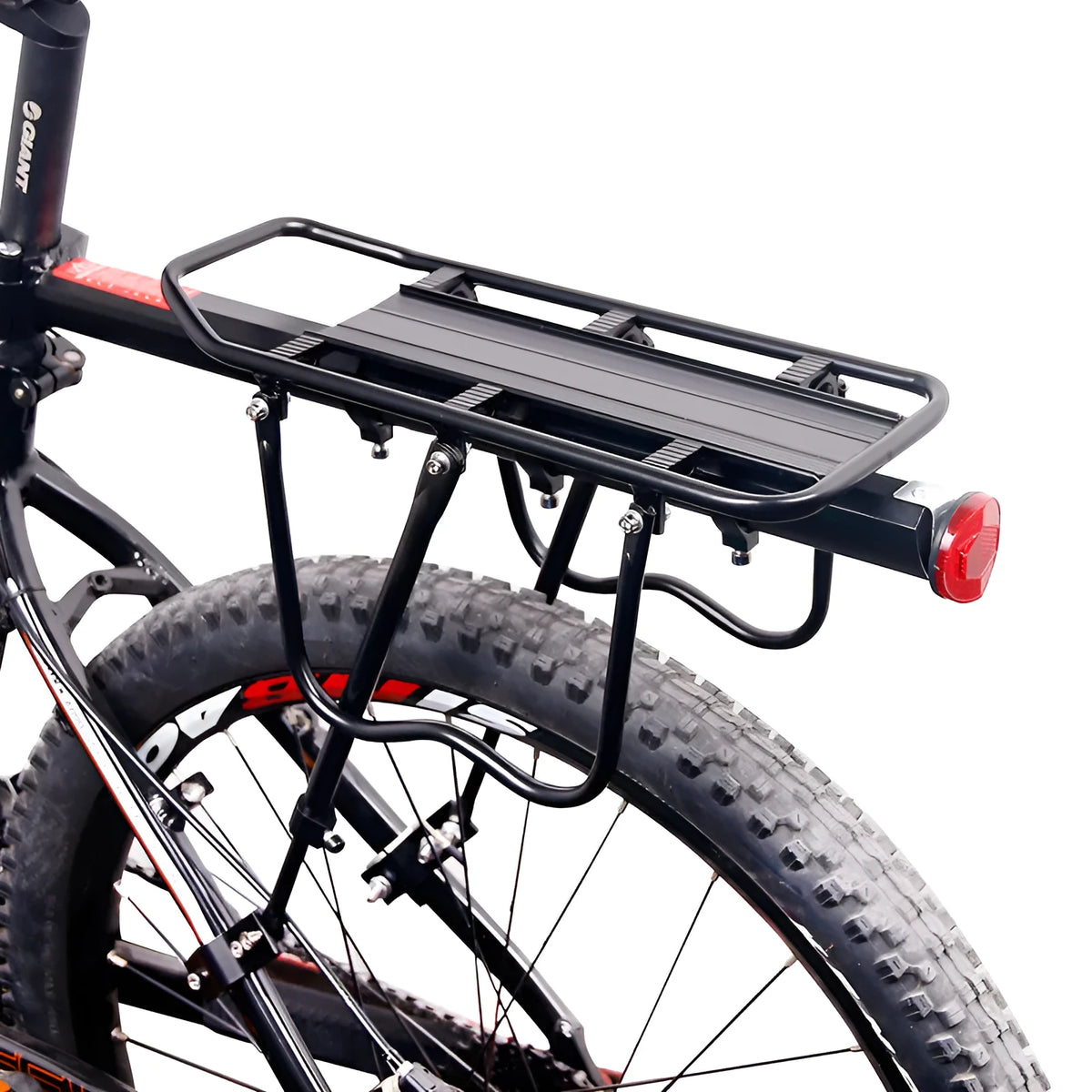 Black aluminium alloy bicycle quick release rear rack shelf for 20 to 29 inch bikes with adjustable height and length