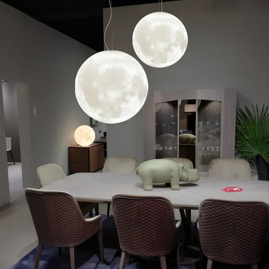 LED chandelier lamp with 3D printed shade, adjustable hanging line, and remote control for 16 colour options