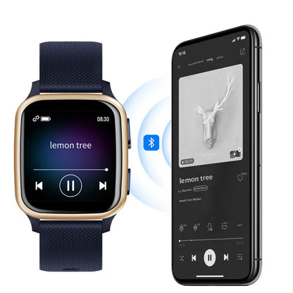 Smart bracelet in black with aluminium alloy case, showing heart rate monitor and Bluetooth calling features
