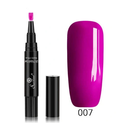 3-in-1 Gel Nail Varnish Pen with Glitter for One-Step Nail Art