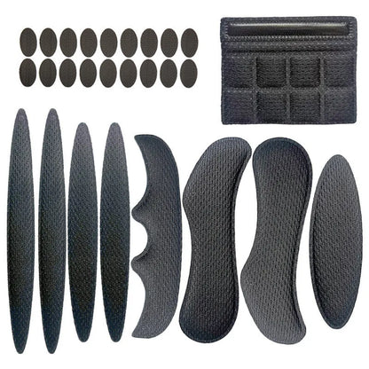 Universal cycling helmet replacement liner with breathable sponge and a separate Velcro chin pad in four colour options.