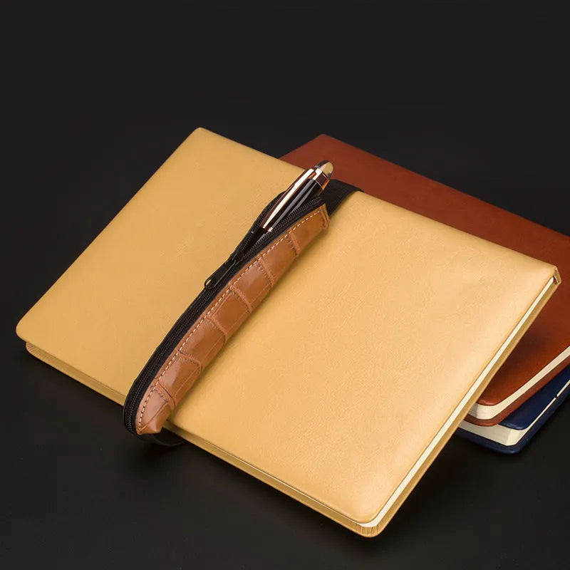 Long slim PU leather pencil case showing beige grey colour option with dimensions 16.5 by 3 cm