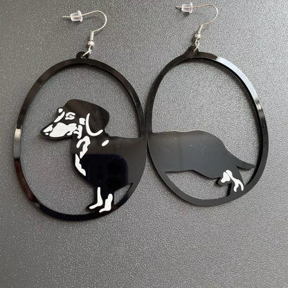 Black acrylic dangle earrings featuring unique animal and zodiac designs, lightweight and stylish.