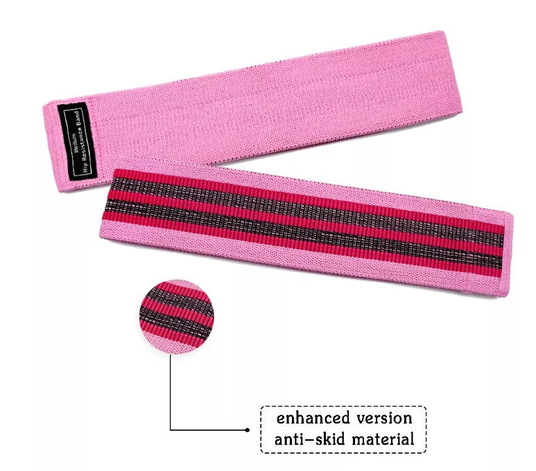 Latex mesh resistance band for hip and leg strength training in various colors and sizes