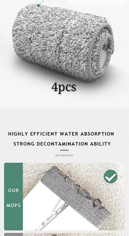 Spray Flat Mop with no hand wash feature and stainless steel bar for efficient cleaning