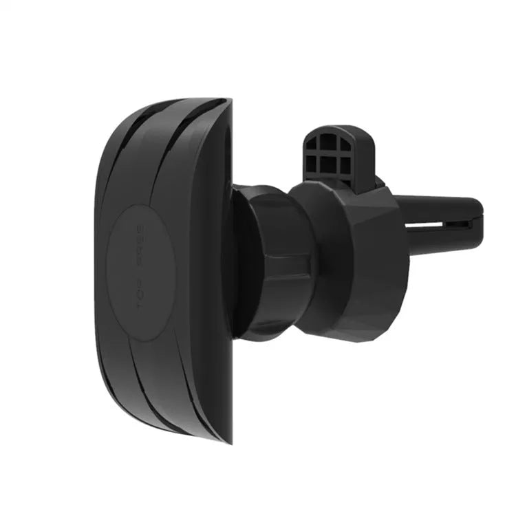 Matt black universal car phone holder with flexible gooseneck arm attached to car air vent
