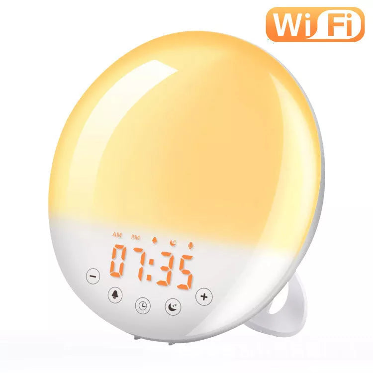 WiFi Voice Control Smart Alarm Clock with Sunrise Wake-up Light and LED Mood Lighting
