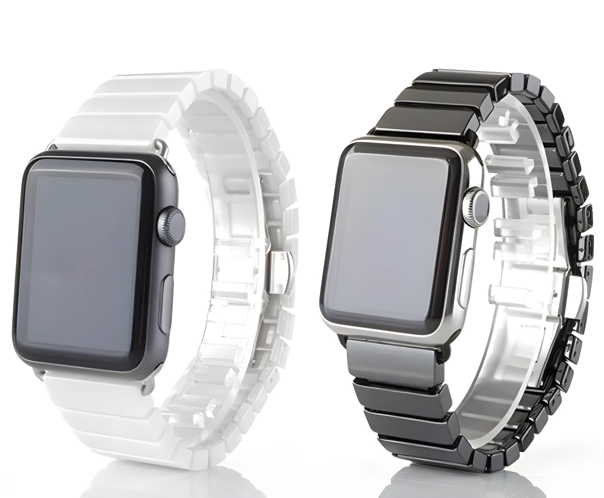 Ceramic chain strap for Apple Watch in black or white colour options