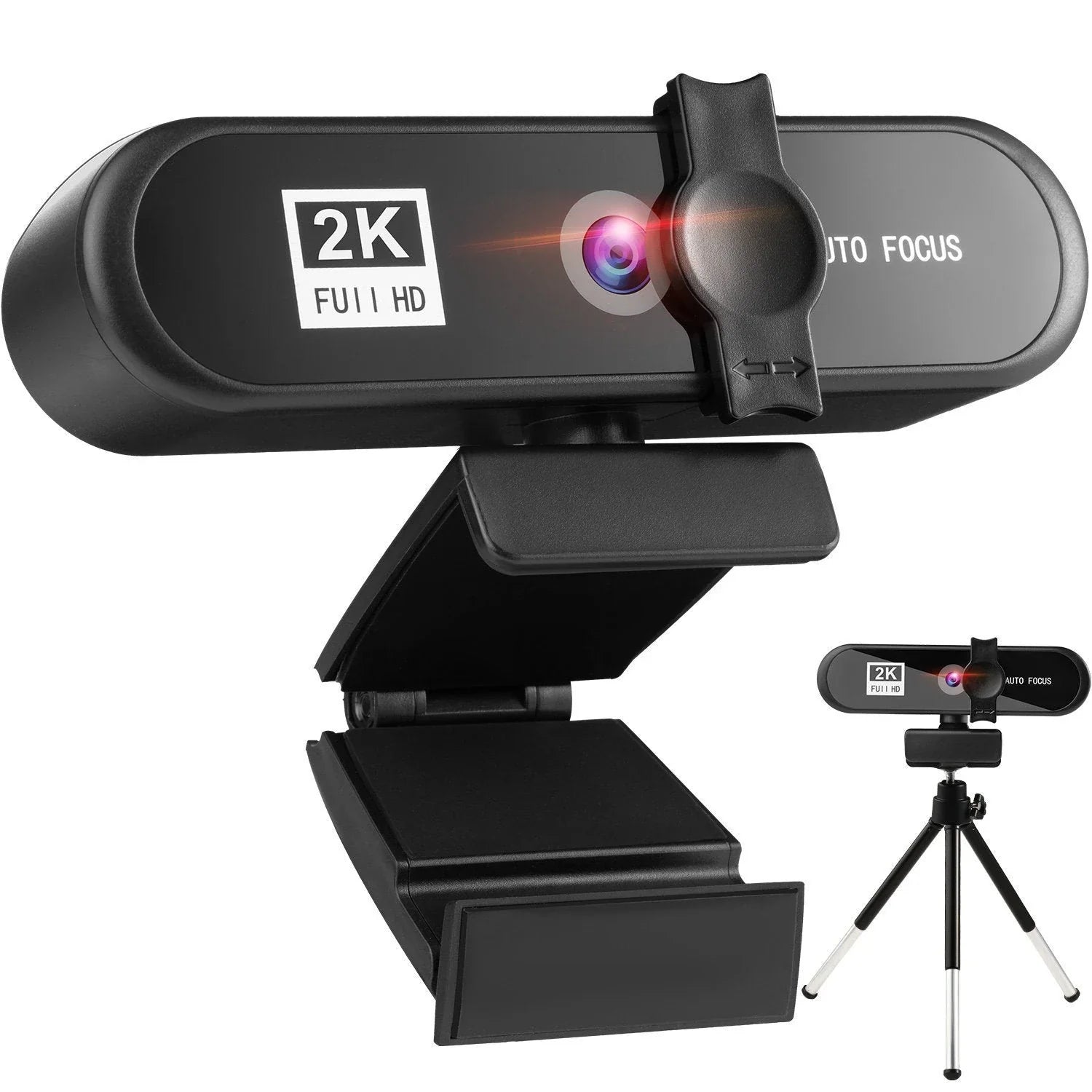 A high-quality 4K auto-focus computer camera with dual stereo microphones for exceptional video and audio performance