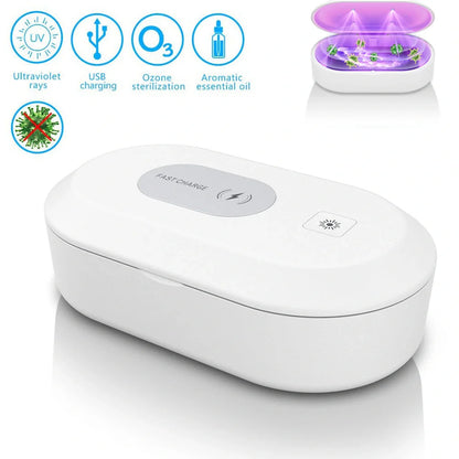 Multifunctional sterilization box with wireless charging and UV sterilization feature