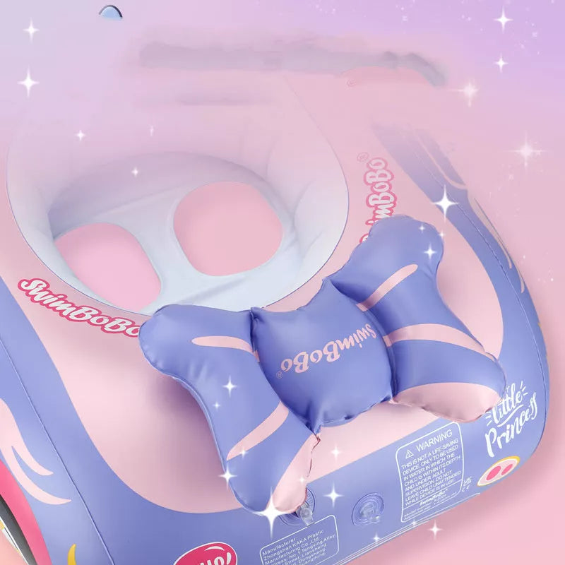 Children's running model swimming ring with sun protection and steering wheel