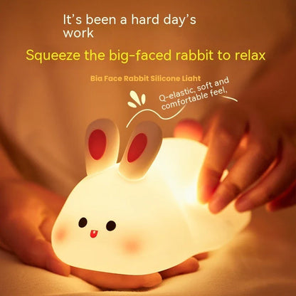Adorable LED night light with touch sensor and cartoon rabbit design for kids' bedrooms