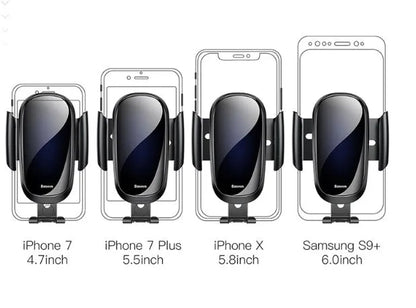 Universal car phone holder with adjustable swivel joint mounted on car windscreen holding smartphone