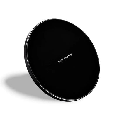 Ultra-slim square wireless charging pad in black, red, white, or yellow colour options.