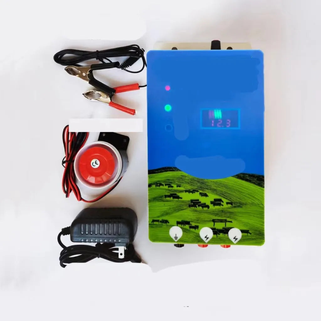 Pasture electronic host high-voltage pulse breeding grid fence set with alarm, ear clips, and solar panel option for livestock security