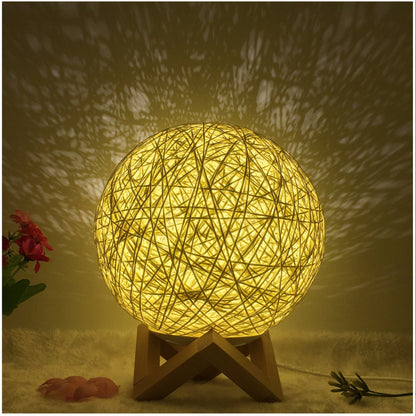 LED rattan table lamp with USB power and remote control in various colors